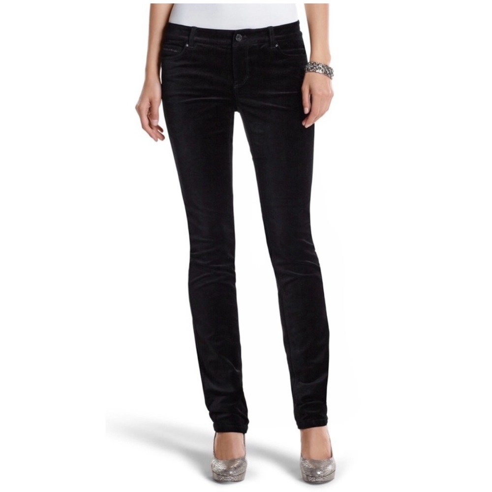 WHBM Slim Noir Sparkle Velvet Pant‎ Black Size 10S